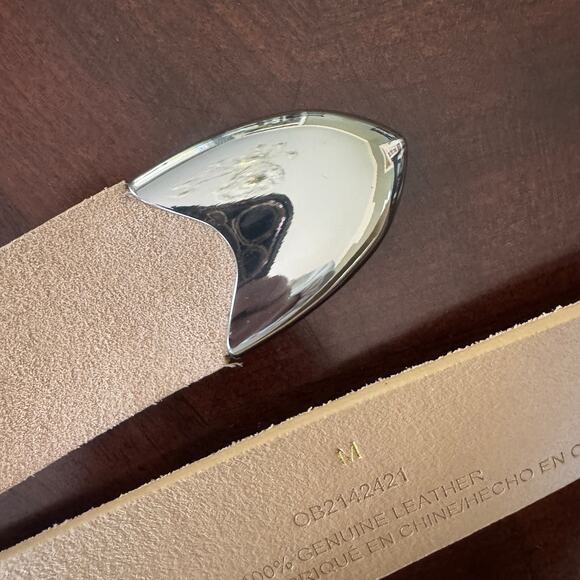 New Anthropologie Vintage Western Belt Silver accents Cream Leather Size Medium - Picture 7 of 8
